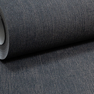 Plain Black Charcoal Wallpaper Textured Modern Stylish Erismann Paste The Wall from B&Q