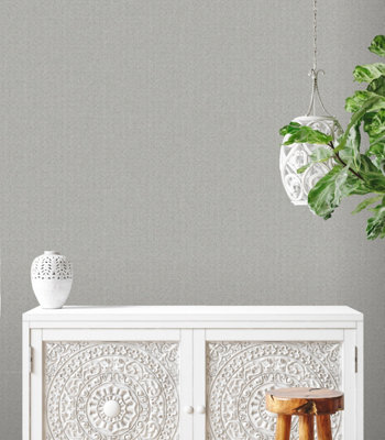 Arthouse Rasch Fiji Leaf Grey Wallpaper Roll Bedroom Living Room Hallway Wall Decor Sample Only from B&Q