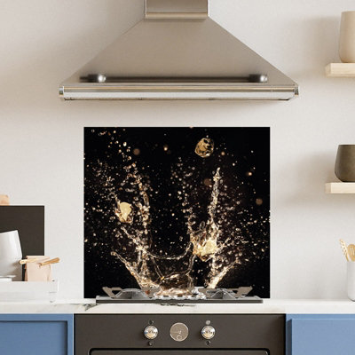 Choose Your Print Premium 70 X 65Cm Champagne Splash 6mm Glass Toughened Kitchen SplashbackHeat Resistant Polished Edges from B&Q