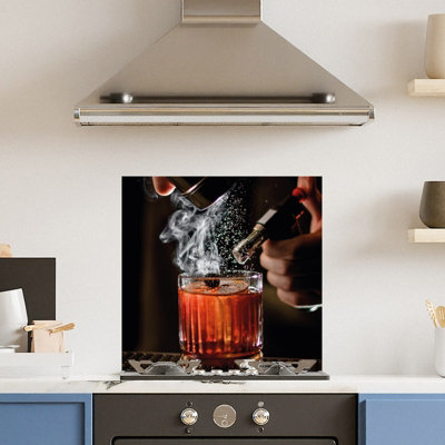 Choose Your Print Premium 60 X 60Cm Cocktail 6mm Glass Toughened Kitchen SplashbackHeat Resistant Polished Edges from B&Q