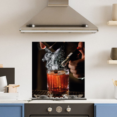 Choose Your Print Premium 60 X 65Cm Cocktail 6mm Glass Toughened Kitchen SplashbackHeat Resistant Polished Edges from B&Q