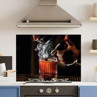 Choose Your Print Premium 90 X 65Cm Cocktail 6mm Glass Toughened Kitchen SplashbackHeat Resistant Polished Edges from B&Q