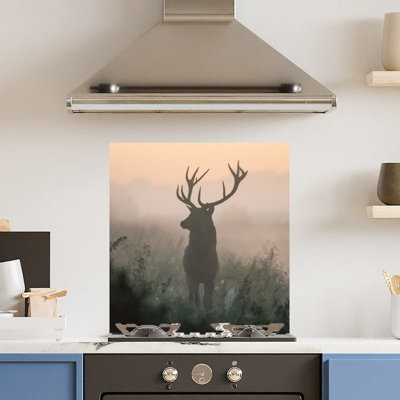 Choose Your Print Premium 60 X 65Cm Misty Stag 6mm Glass Toughened Kitchen SplashbackHeat Resistant Polished Edges from B&Q