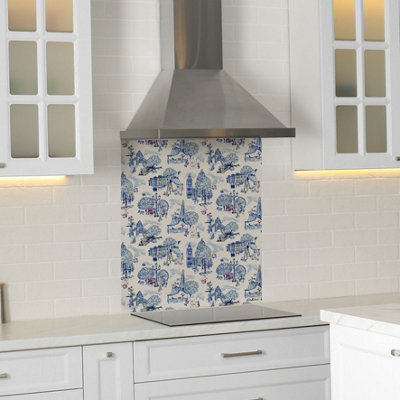 Cath Kidston London Toile Glass Splashback (600X750mm) from B&Q