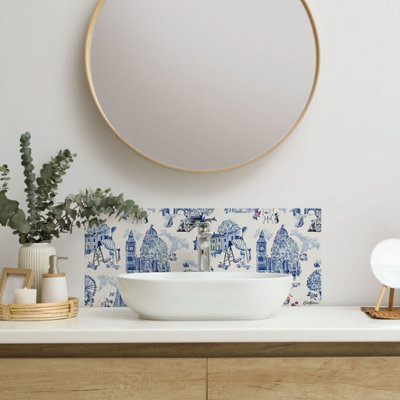 Cath Kidston London Toile Glass Splashback (600X250mm) from B&Q