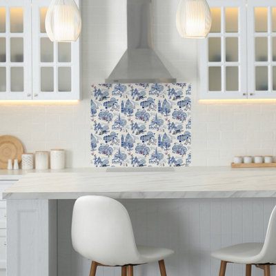 Cath Kidston London Toile Glass Splashback (900X750mm) from B&Q