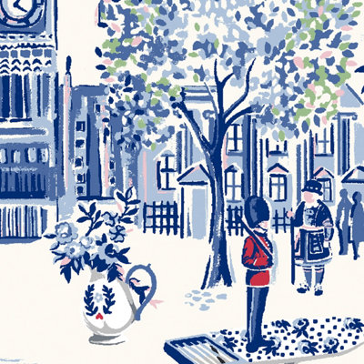 Cath Kidston London Toile Glass Splashback Sample (100X100mm) from B&Q