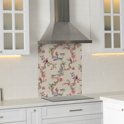 Cath Kidston Birds & Berries Glass Splashback (600X750mm) from B&Q