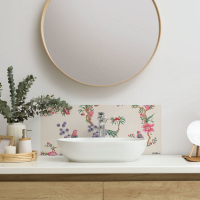 Cath Kidston Birds & Berries Glass Splashback (600X250mm) from B&Q