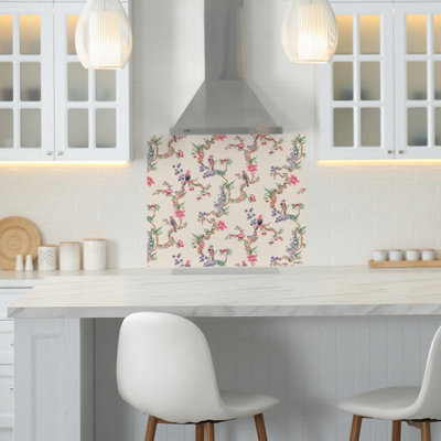 Cath Kidston Birds & Berries Glass Splashback (900X750mm) from B&Q