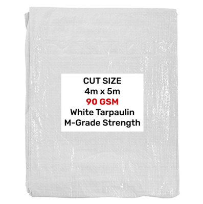 AP Supplies White M-Grade Tarpaulin 4M X 5M from B&Q