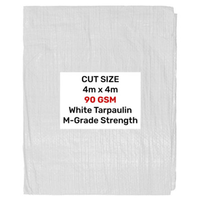 AP Supplies White M-Grade Tarpaulin 4M X 4M from B&Q