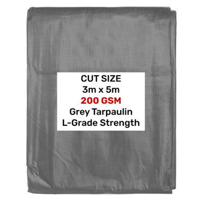 AP Supplies Grey L-Grade Tarpaulin 3M X 5M from B&Q