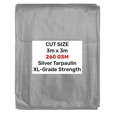 AP Supplies Silver Xl-Grade Tarpaulin 3M X 3M from B&Q