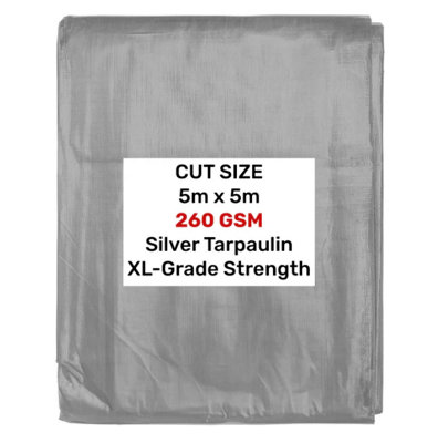 AP Supplies Silver Xl-Grade Tarpaulin 5M X 5M from B&Q
