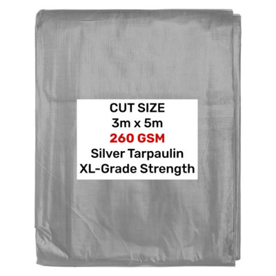 AP Supplies Silver Xl-Grade Tarpaulin 3M X 5M from B&Q