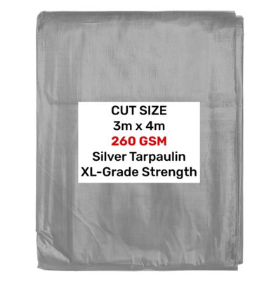 AP Supplies Silver Xl-Grade Tarpaulin 3M X 4M from B&Q