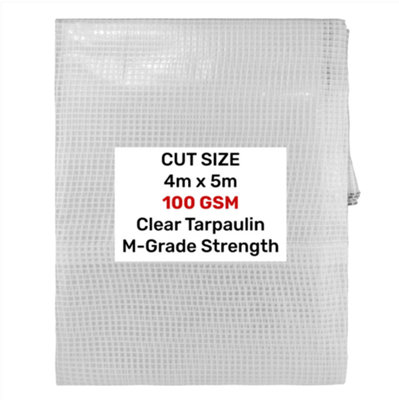 AP Supplies Clear M-Grade Tarpaulin 4M X 5M from B&Q