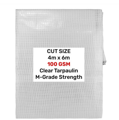 AP Supplies Clear M-Grade Tarpaulin 4M X 6M from B&Q