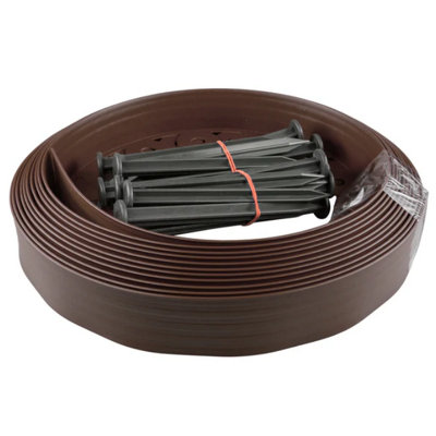 AP Supplies Lawn Border SetEasy Border 60mm Brown 10M With Pegs from B&Q