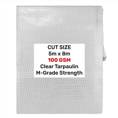 AP Supplies Clear M-Grade Tarpaulin 5M X 8M from B&Q