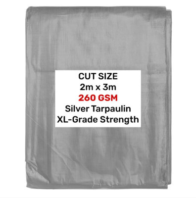 AP Supplies Silver Xl-Grade Tarpaulin 2M X 3M from B&Q