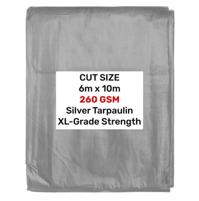 AP Supplies Silver Xl-Grade Tarpaulin 6M X 10M from B&Q