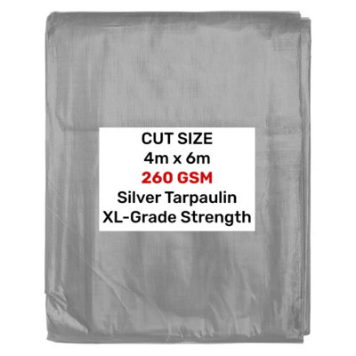 AP Supplies Silver Xl-Grade Tarpaulin 4M X 6M from B&Q