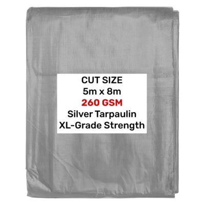 AP Supplies Silver Xl-Grade Tarpaulin 5M X 8M from B&Q