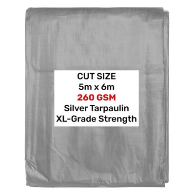 AP Supplies Silver Xl-Grade Tarpaulin 5M X 6M from B&Q