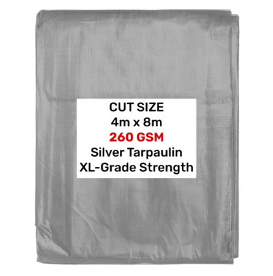 AP Supplies Silver Xl-Grade Tarpaulin 4M X 8M from B&Q