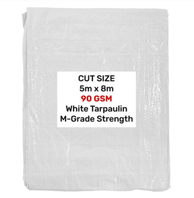 AP Supplies White M-Grade Tarpaulin 5M X 8M from B&Q