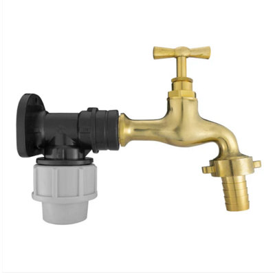 AP Supplies Wall Flange Kit 20mm Mdpe With Polished Brass Tap from B&Q