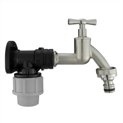 AP Supplies Wall Flange Kit 20mm Mdpe + Bib Nickle Tap & Snap On from B&Q