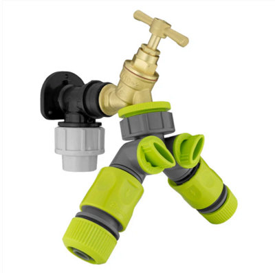AP Supplies Wall Flange Kit 20mm MdpeBrass Tap & Two Way Splitter & Connectors from B&Q