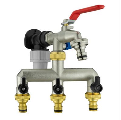 AP Supplies Wall Flange Kit 20mm Mdpe + Quick Connect Triple Metal Splitter Tap from B&Q