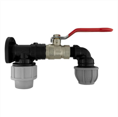 AP Supplies Wall Flange Kit 20mm MdpeLever Valve & 25mm Mdpe Elbow Outlet from B&Q