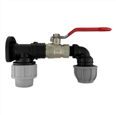 AP Supplies Wall Flange Kit 20mm MdpeLever Valve & 20mm Mdpe Elbow Outlet from B&Q