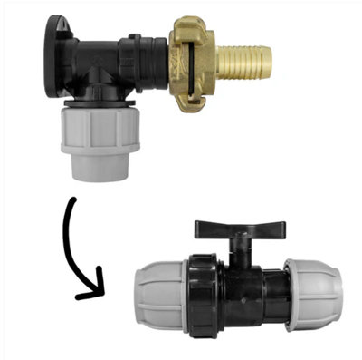 AP Supplies Wall Flange Kit 20mm MdpeGeka & In Line Valve + 3/4" Barb from B&Q