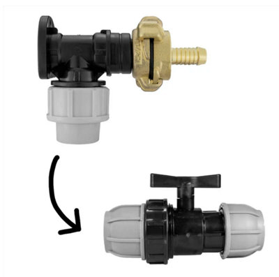 AP Supplies Wall Flange Kit 20mm MdpeGeka & In Line Valve + 1/2"barb from B&Q