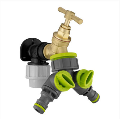 AP Supplies Wall Flange Kit 20mm MdpeBrass Tap & Two Way Splitter from B&Q