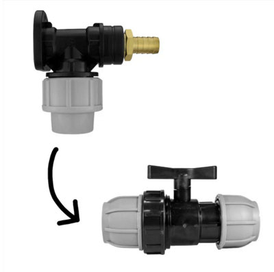 AP Supplies Wall Flange Kit 20mm Mdpe + 1/2" Barb Outlet + In Line Valve from B&Q