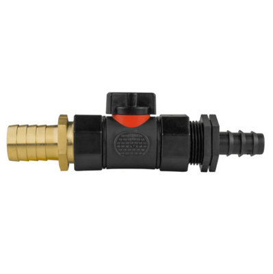 AP Supplies 16mm Barbed Straight With In-Line Bspf Valve And 19mm Brass Barb from B&Q