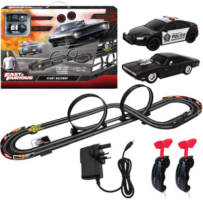 Relsy Fast & Furious Stunt Raceway Electric Racetrack Slot Car SetTrack 7.3M / 24Ft Racetrack With 360 Loops & Lap Counter
