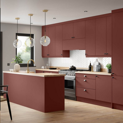 Premium Kitchens Ethos Matt Red Modern Drawerline Door & Drawer Front Cabinet Door (W)600mm (H)715mm (T)18mmPack Of 2 from B&Q