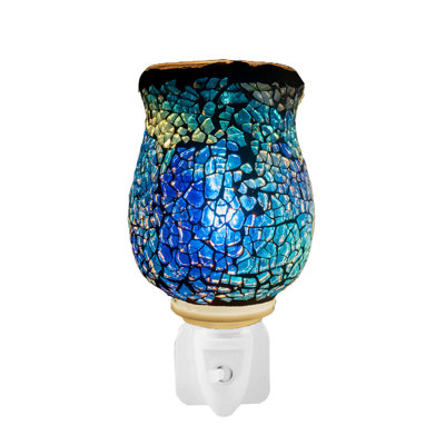 Aroma Haven S2 Crackle Electric Wax And Oil Burner Mosaic Plug In Wax Melter & Essential Oil Warmer Blue
