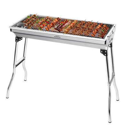Home Harbour H1 Large Foldable Charcoal Bbq Grill Portable Stainless Steel Barbecue For GardenCamping & Picnics from B&Q