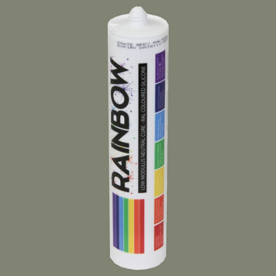 Greenbrokers Rainbow Ral 7003 Moss Coloured Silicone Sealant 300Ml Durable & Anti-Mould For Kitchen, Bathroom & Showers Grey