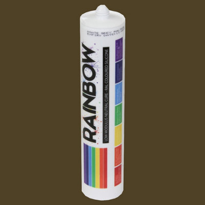 B&Q -  Rainbow Ral 8014 Sepia Brown Coloured Silicone Sealant  300Ml Durable & Anti-Mould For KitchenBathroom & Showers