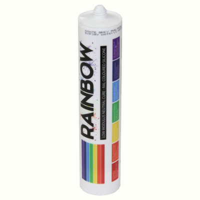 B&Q -  Rainbow Ral 9010 Pure White Coloured Silicone Sealant  300Ml Durable & Anti-Mould For KitchenBathroom & Showers